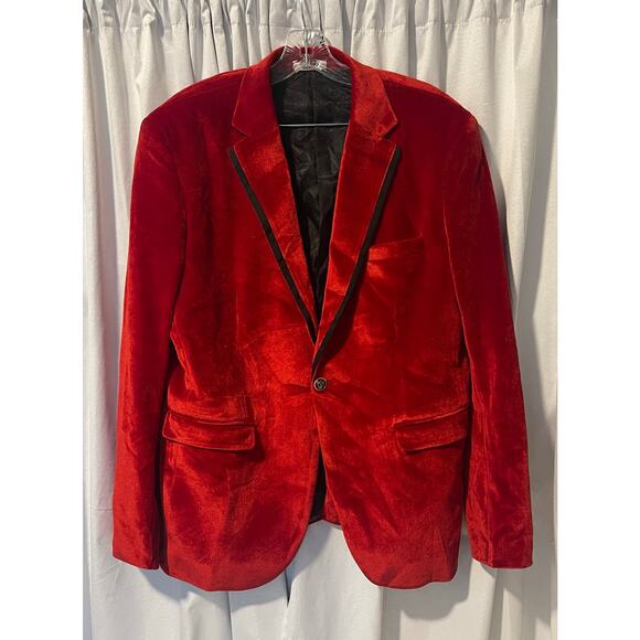 Coofandy Suit Jacket for Men Red Size Medium Velvet Tuxedo Blazer - Picture 1 of 6